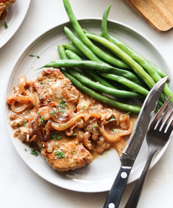 Laura’s French Onion Roasted Garlic and Herb Pork Chops | AdapTable Meals