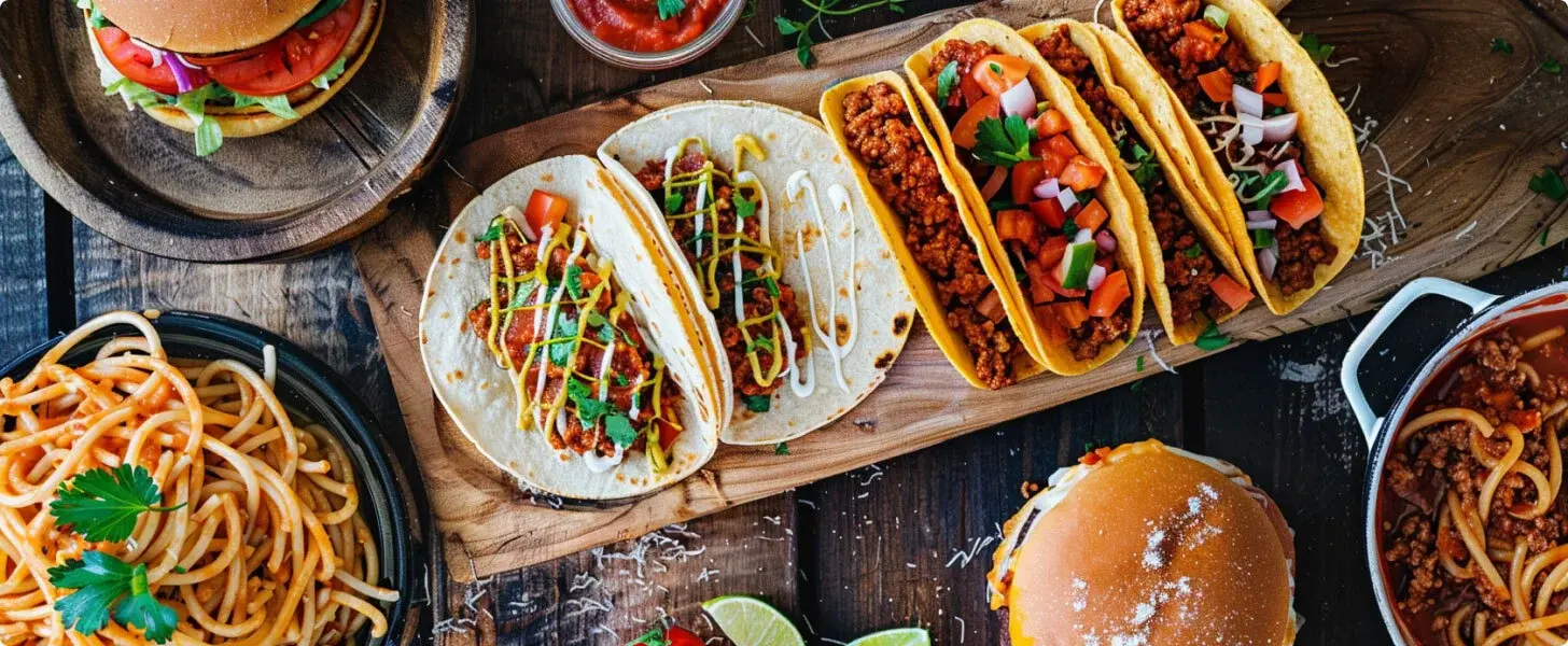 Spread of meals on a table