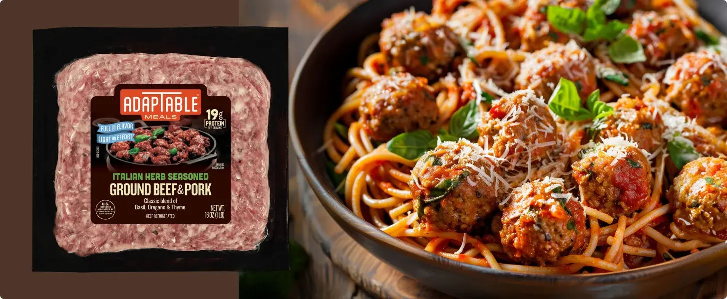 Italian seasoned ground beef and pork product with example